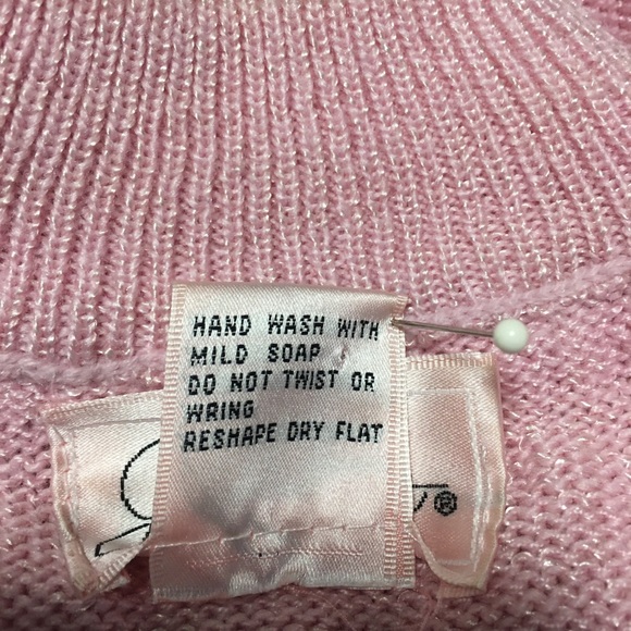 VTG Jaclyn Smith PINK SWEATER EMB SILVER & MOCK CREW TURTLENECK EMB EUC - Picture 8 of 9